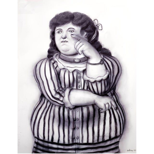 After Fernando Botero, Woman in a Striped Dress, Serigraph For Sale - Image 4 of 4