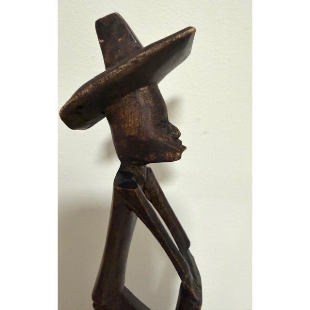 Vintage African Art Folk Wood Sculptures Set of 2 For Sale In New York - Image 6 of 9