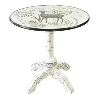 Vintage Small Round Table With Base in Imitation Bamboo Detail For Sale