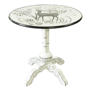 Vintage Small Round Table With Base in Imitation Bamboo Detail