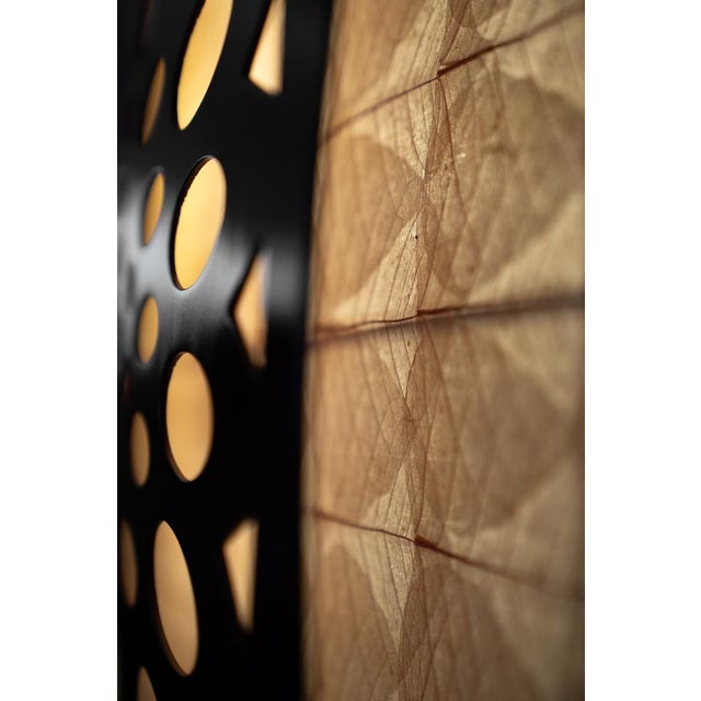 Square Wall Lamp in Red Wood and Rice Paper, 1980s For Sale - Image 14 of 18