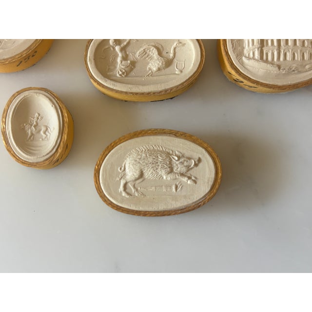 Antique Italian Grand Tour Plaster Intaglios - Set of 6 (Group #4) For Sale - Image 4 of 14