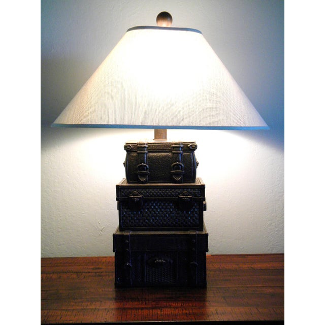 1980s Ceramic Trunk Table Lamp With Off-White Pagoda Shade ...