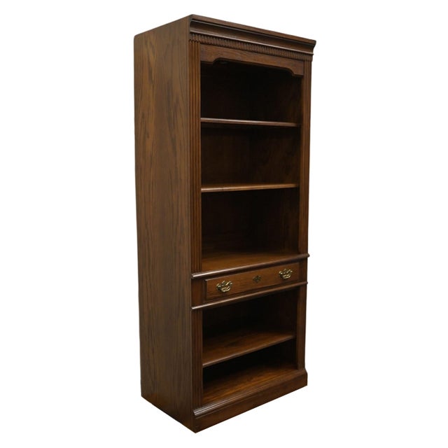 HAMMARY FURNITURE American Traditional Solid Oak 32" Lighted Open Bookcase Wall Unit 59291 76.25" High 32" Wide 18.75"...