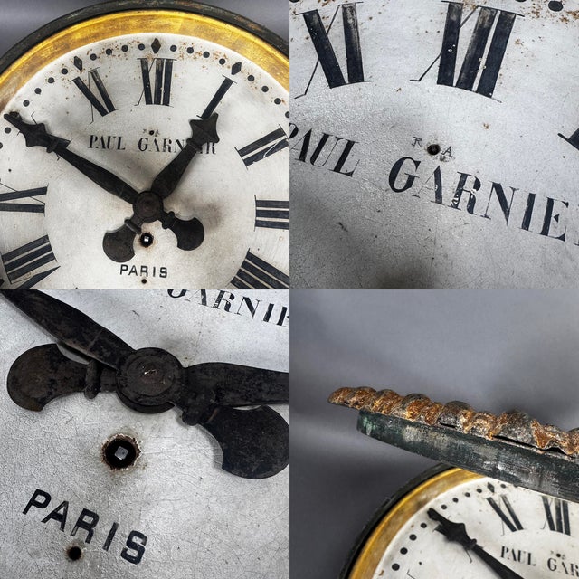 Superb 1890's Antique Paul Garnier Paris Railroad Clock Fine Gilding & Patina Huge 20" Face For Sale - Image 10 of 18