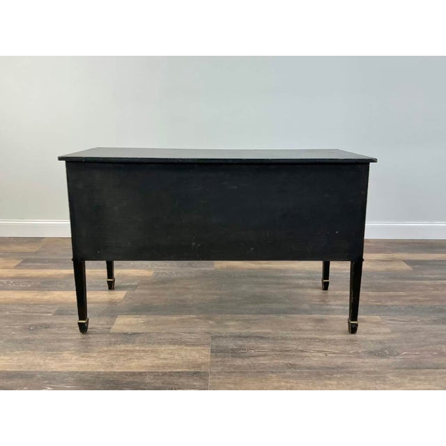 1940s Mid-Century Chinoiserie Black Lacquer Hand-Painted Floral Sideboard / Buffet Cabinet For Sale - Image 16 of 17