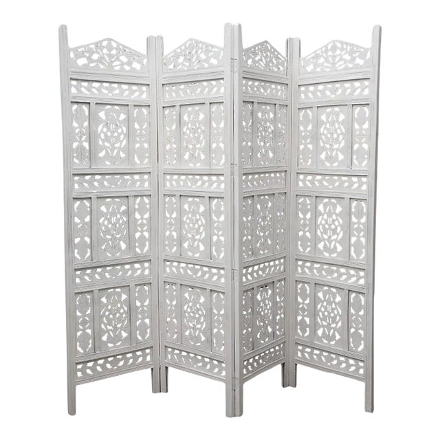 White Moorish Folding Screen For Sale