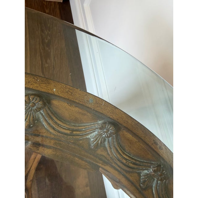 Mid-Century Modern Vintage Neoclassical / Gothic Revival Style Cast Metal & Glass Accent Table For Sale - Image 3 of 9