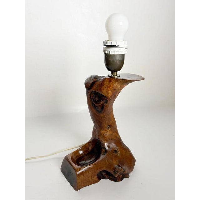 Brutalist Brutalist Olive Wood Table Lamp, France, 1960s For Sale - Image 3 of 13