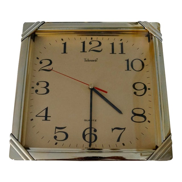 1980's Art Deco Brass Reverse Wall Clock Chairish