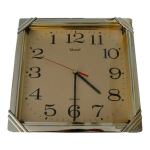 1980's Art Deco Brass Reverse Wall Clock
