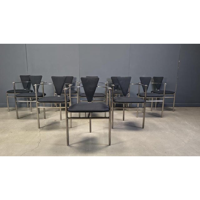 Black Postmodern Dining Chairs from Belgochrom, 1980s, Set of 10 For Sale - Image 8 of 11