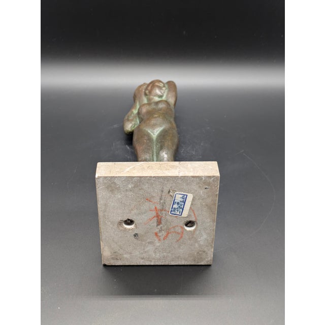 Bronze Vintage Bronze Statue: Neoclassical Woman Carrying Vessel For Sale - Image 8 of 8