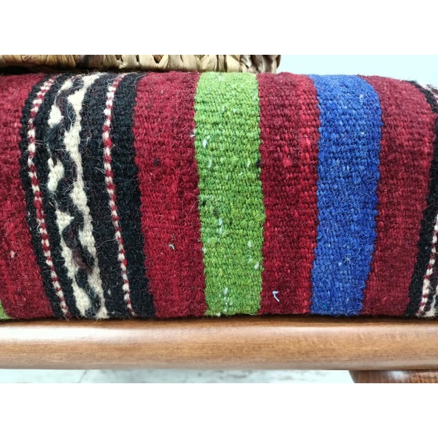 Bauhaus Turkish Kilim Pouffe Padded Footstool For Sale - Image 3 of 8