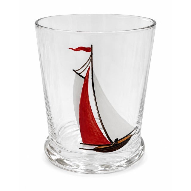 Vintage Set 6 Hand Painted Sailboat Shot Glasses Nautical Barware For Sale In Washington DC - Image 6 of 8