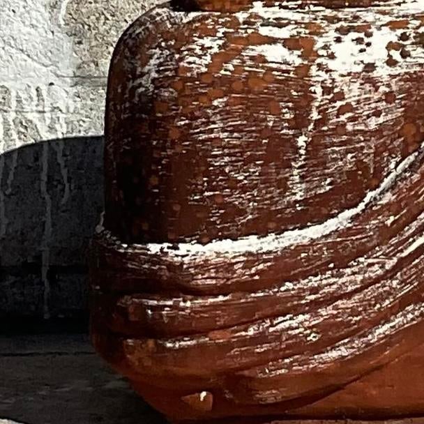 Ceramic Vintage Cube Terracotta Planter With Curvy Ridges For Sale - Image 7 of 12