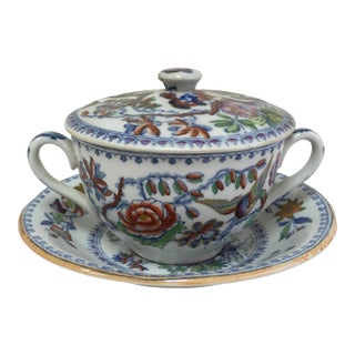 Antique Polychrome Caudle Cup For Sale