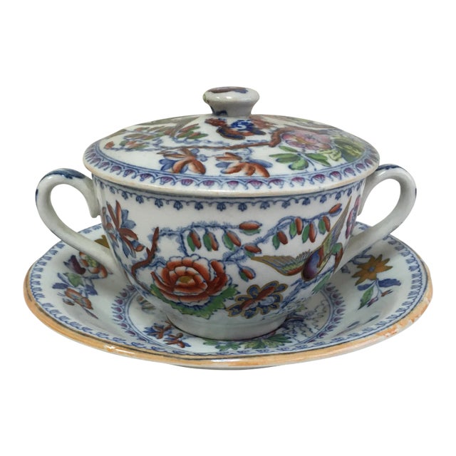 Antique Polychrome Caudle Cup For Sale