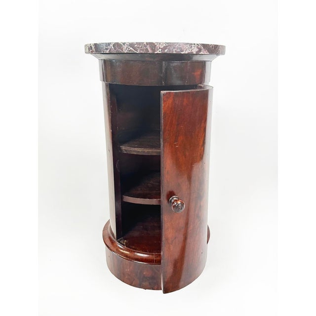 French Empire Drum Cabinet with Marble Top, 1800s For Sale - Image 5 of 5