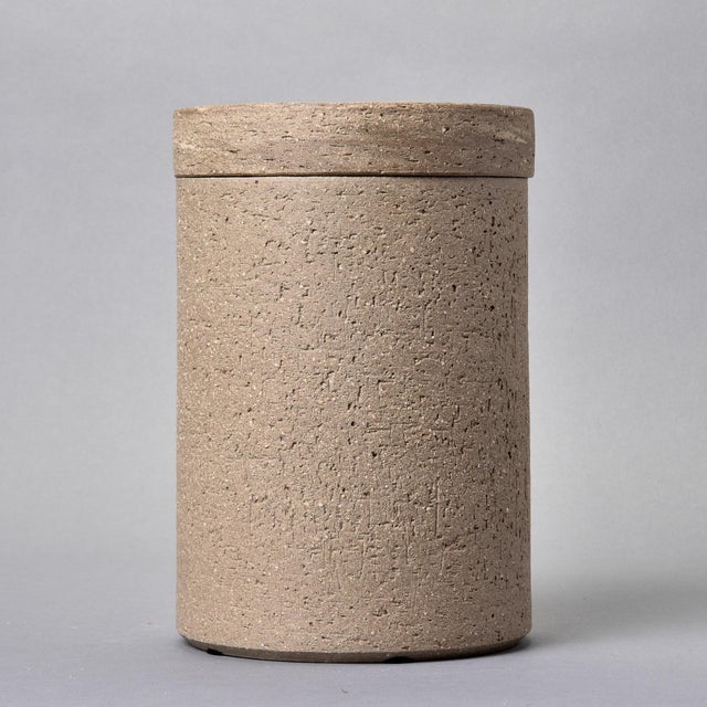 Cylindrical Stoneware Jar With Lid by Ceramica Rosa Maria For Sale - Image 9 of 10