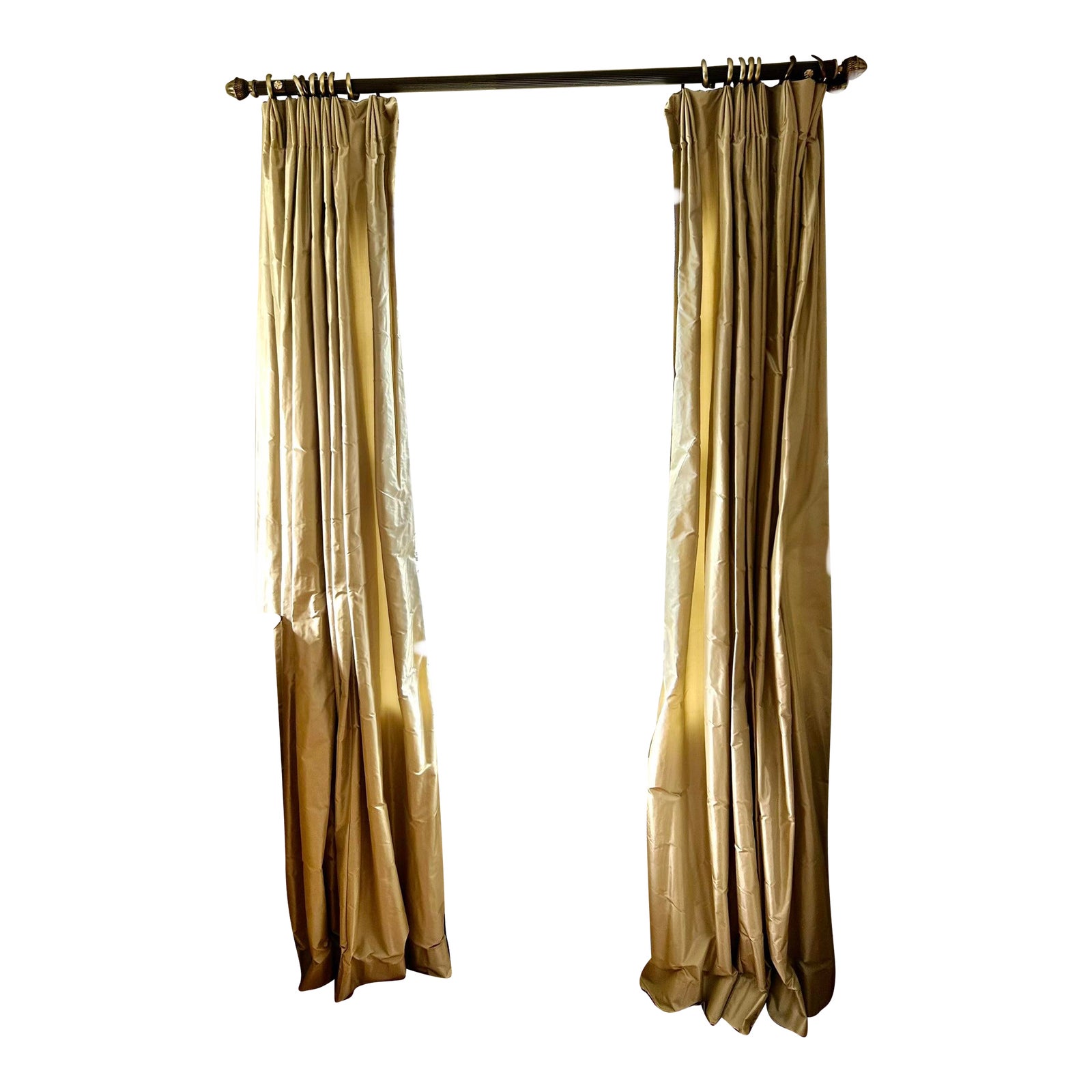 Custom Pale Golden Silk Drapery Panels Set of 4 Chairish