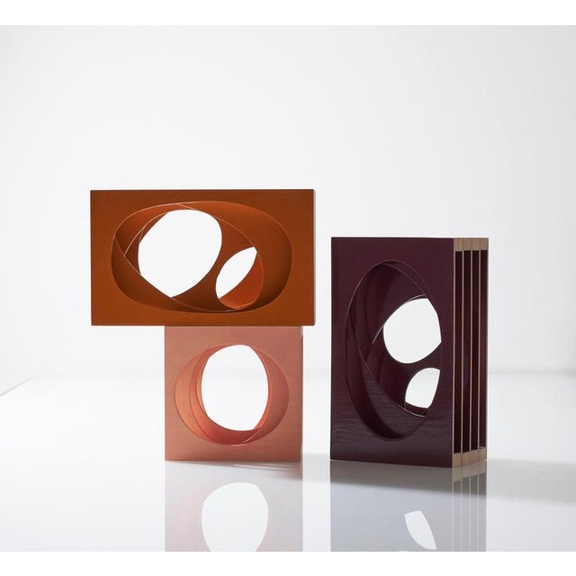 Tall Circle Cube Series 12 Wall Sculpture in Birch Plywood by A Hint of Neon For Sale - Image 4 of 6