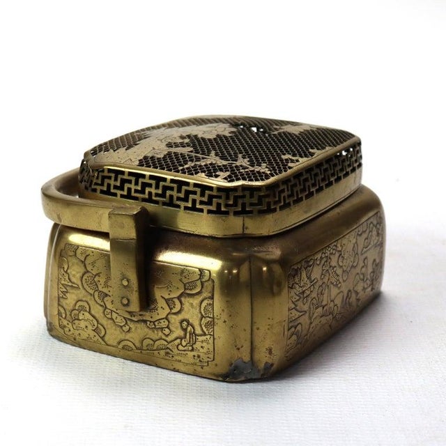 18th Century Antique Chinese Gilt Bronze Hand Warmer With Landscape Scenes 18thC For Sale - Image 5 of 11