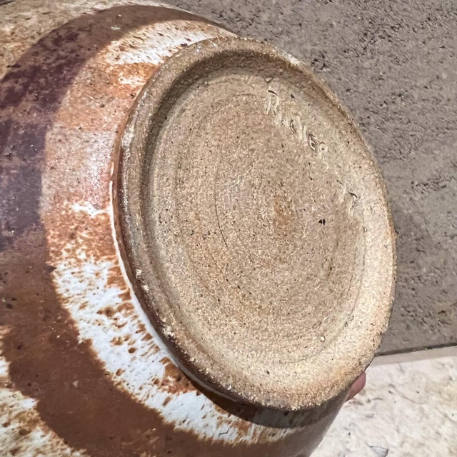 Brown 1970s Studio Art Pottery Modernist Serving Bowl For Sale - Image 8 of 9