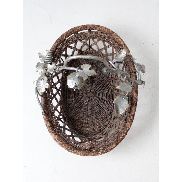 Vintage Large Grapevine Basket With Metal Handle For Sale - Image 17 of 18