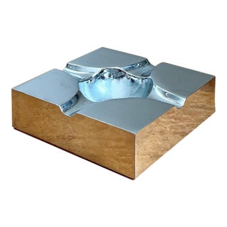 Vintage Chrome Geometric Ashtray For Sale