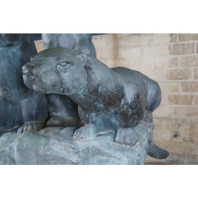 Bottle Green 1990s Monumental Max Turner Patinated Bronze Life Size Otter Statue For Sale - Image 8 of 12