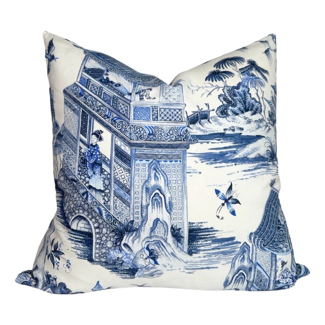 Grand Palace Pillow Covers in Blue, 22x22 Pillow For Sale