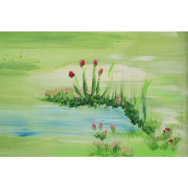 Wood Hand Painted Landscape Reclaimed Window Wall Art For Sale - Image 7 of 16