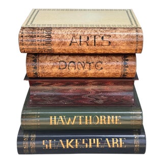 Gumps San Francisco Trompe-L'œil Book Form Tole Box Side Table For Sale