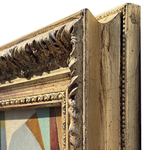 Contemporary Abstract Oil Painting in Vintage Gold Ornate Frame For Sale In New York - Image 6 of 6