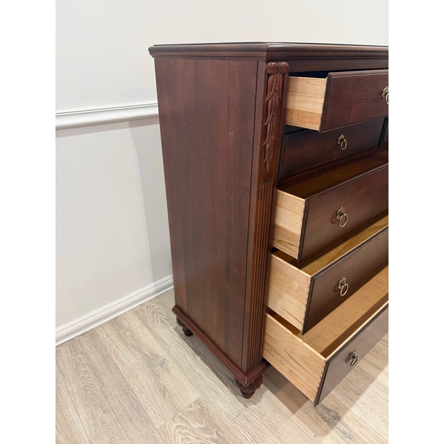 1990s Ethan Allen British Classic Dresser With Mirror For Sale In West Palm - Image 6 of 10