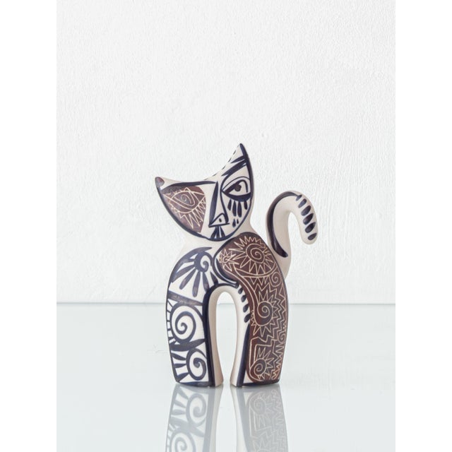 Spanish Picasso-Style Cubist Cat Figurine in Ceramic by Otero Regal, 1970s For Sale - Image 9 of 9