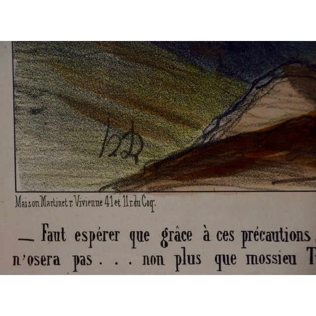 Mid 19th Century Daumier Colored Lithographic Satire of a Man Concerned for His Vineyard and Wine, 1853 For Sale - Image 5 of 7