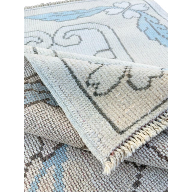 Textile Vintage Turkish Handknotted Blue Wool Rug For Sale - Image 7 of 8