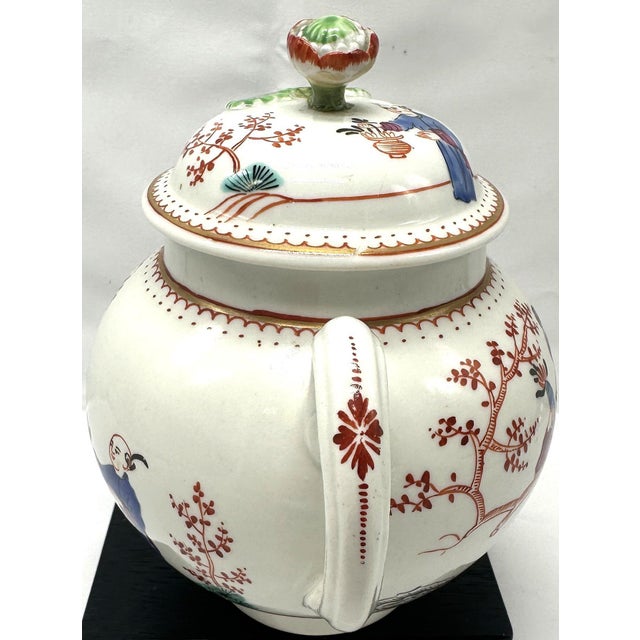 Antique 18th Century First Period Worcester Porcelain Teapot Mandarin Pattern Dr Wall Era For Sale - Image 13 of 16