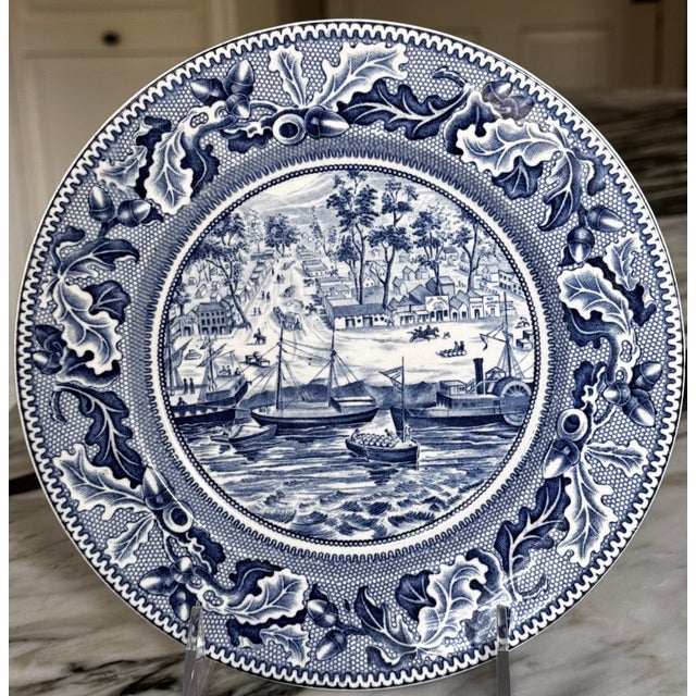 Blue Johnson Brothers Historic America Nautical Motif Sacramento City California Plate For Sale - Image 8 of 17