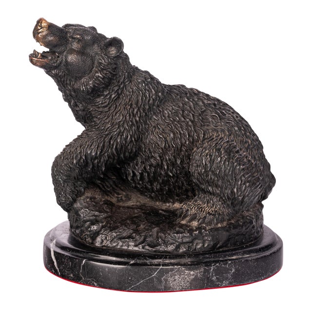 French Antique 19th Century French Bonze Animalier Brown Bear Statue Sculpture Paris After Antoine-Louis Barye Circa 1870 For Sale - Image 3 of 12