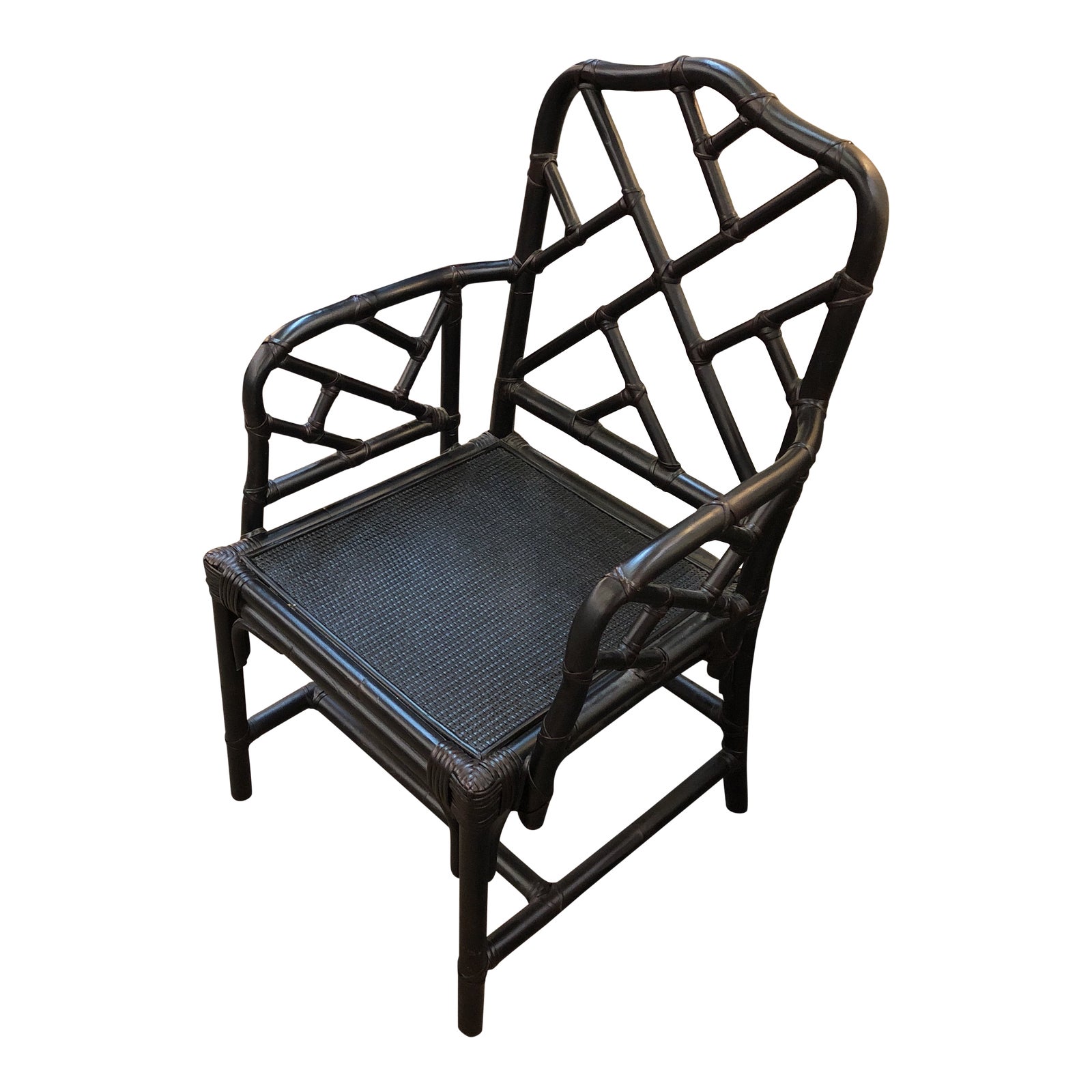 Chippendale Ballard Designs Black Faux Bamboo Chair Chairish
