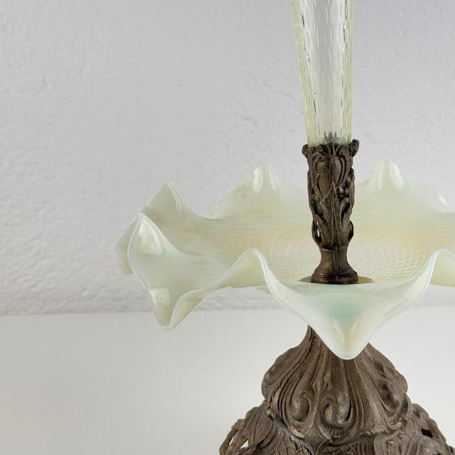 Art Nouveau Opalescent Glass and Cast Metal Epergne, Early 20th Century For Sale - Image 5 of 13