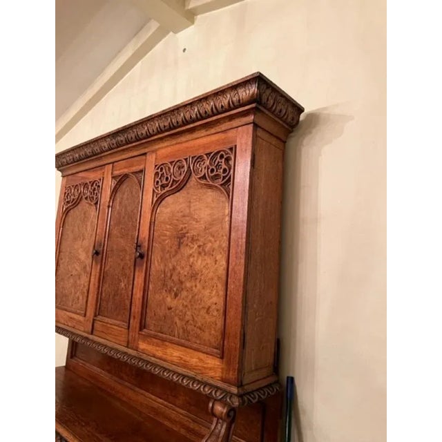 Wood Late 19th Century Antique Gothic Pollard Oak French Bookcase For Sale - Image 7 of 9
