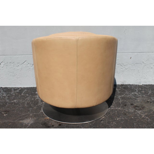 Animal Skin 1960's Italian Art Deco Style Leather Swivel Club Chair For Sale - Image 7 of 13