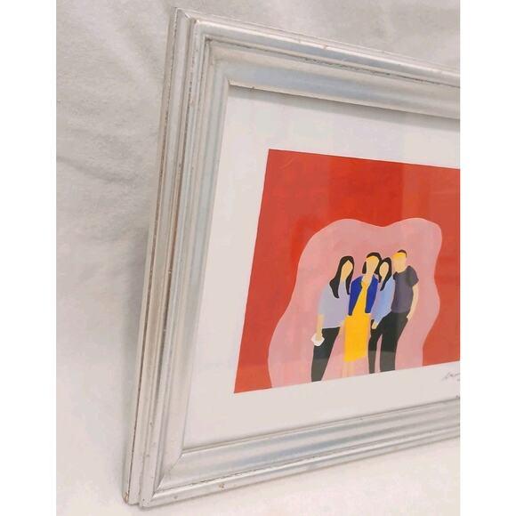 Modern Art Deco People Colorful Watercolor Wooden Frame Tabletop Contemporary For Sale - Image 4 of 14