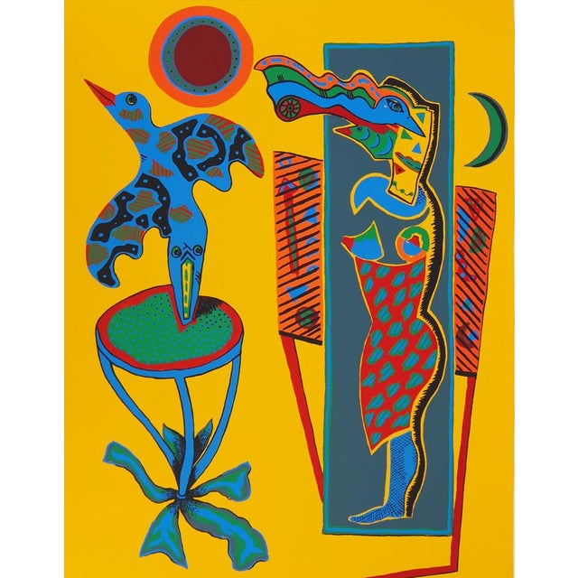 Cécile De Bruijn, Woman With a Bird, 1950, Silkscreen For Sale - Image 4 of 7