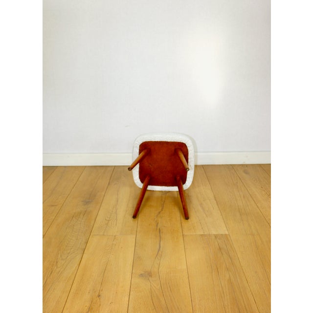 Vintage White-Cream Square Stool in Ivory, 1970s For Sale - Image 6 of 7