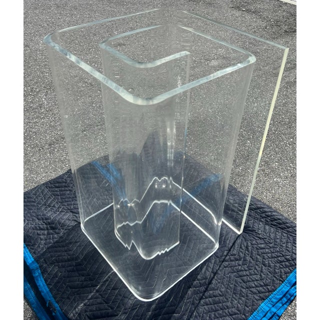 Mid 20th Century Mid-Century Modern Lucite Greek Key Base Dining Table For Sale In West Palm - Image 6 of 10